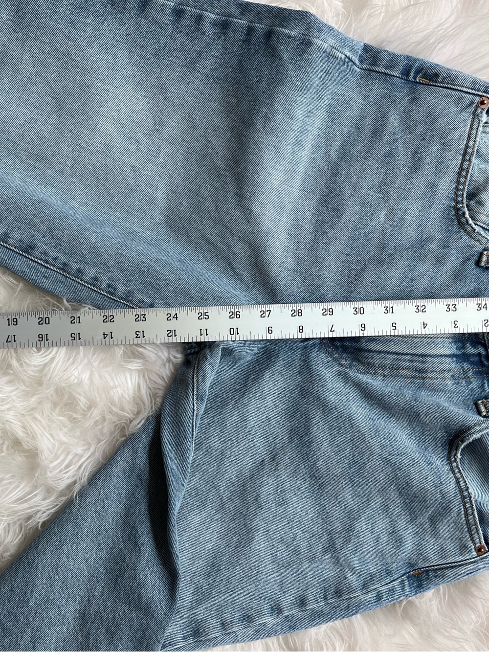 Quince Bella Rigid Straight Jeans - Powder Blue Raw Hem - Picture 8 of 15